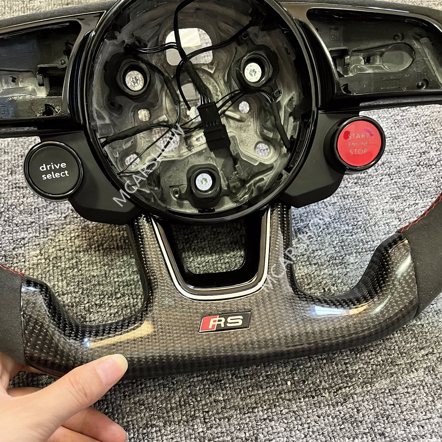 Carbon Fiber 9002 Alcantara Steering Wheel & R8 buttons for Audi S3 S4 S5 Frame Trim included