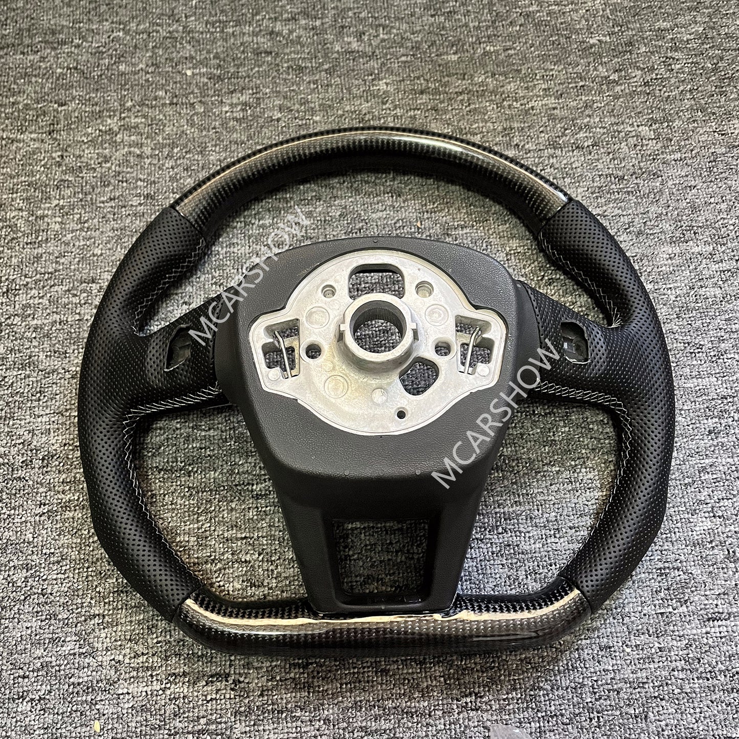 Modified Custom Carbon Fiber Perforated leather Steering Wheel for A6 A7 RS6 Frame Trim included