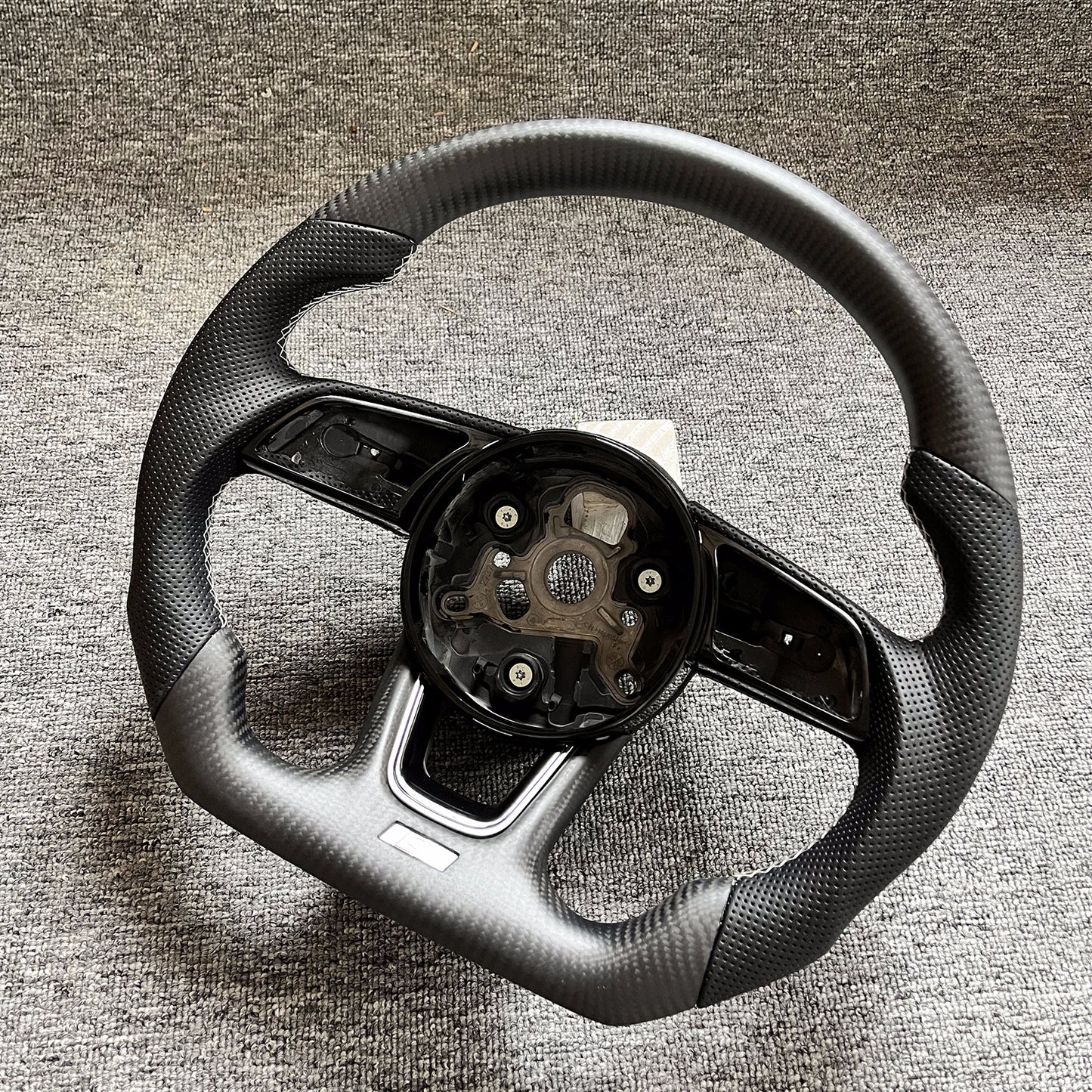 Custom Flat Bottom Steering Wheel Matte carbon Perforated Leather for S3 S4 S5 RS3 RS4 RS5 B9/8V/8Y Frame Trim included