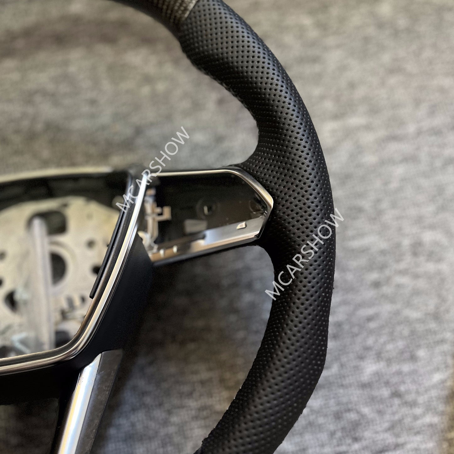 Modified Custom Carbon Fiber Perforated leather Steering Wheel for A6 A7 RS6 Frame Trim included