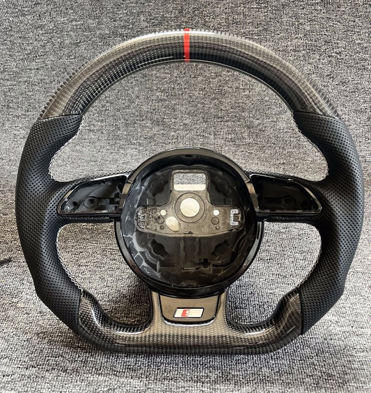 Modified Custom Carbon Fiber Perforated leather Steering Wheel Manual Version for S3 RS3 S4 S5 RS4 RS5 Q5 RSQ5 Trim Included