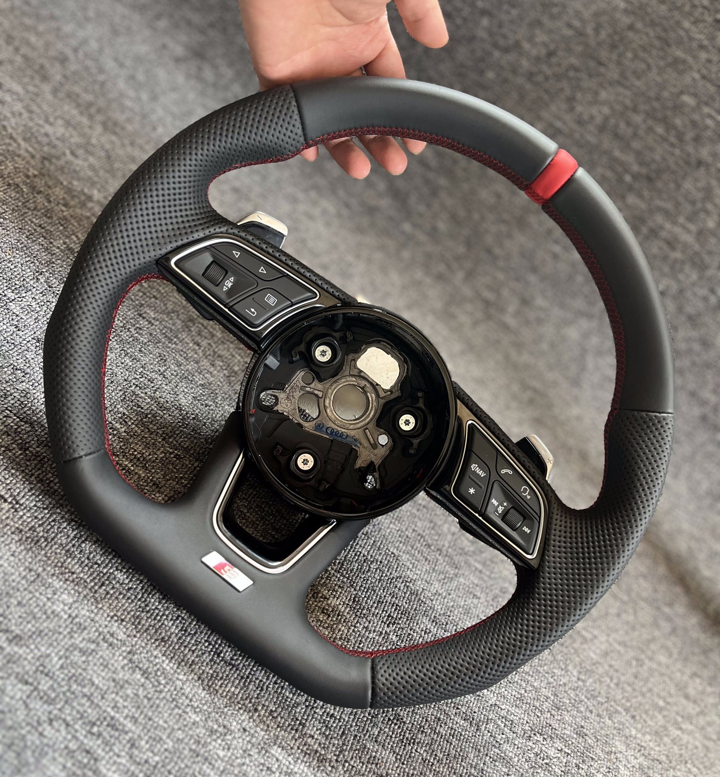 Custom Flat Bottom Steering Wheel Full Leather for S3 S4 S5 B9/8V/8Y Standard Buttons Paddle Shifts included