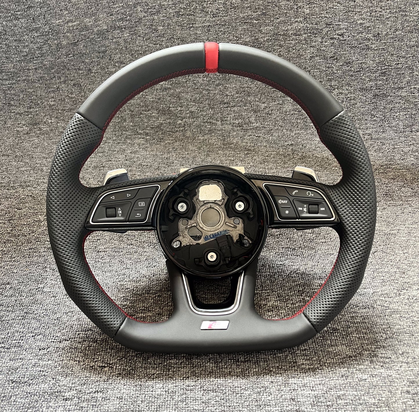 Custom Flat Bottom Steering Wheel Full Leather for S3 S4 S5 B9/8V/8Y Standard Buttons Paddle Shifts included