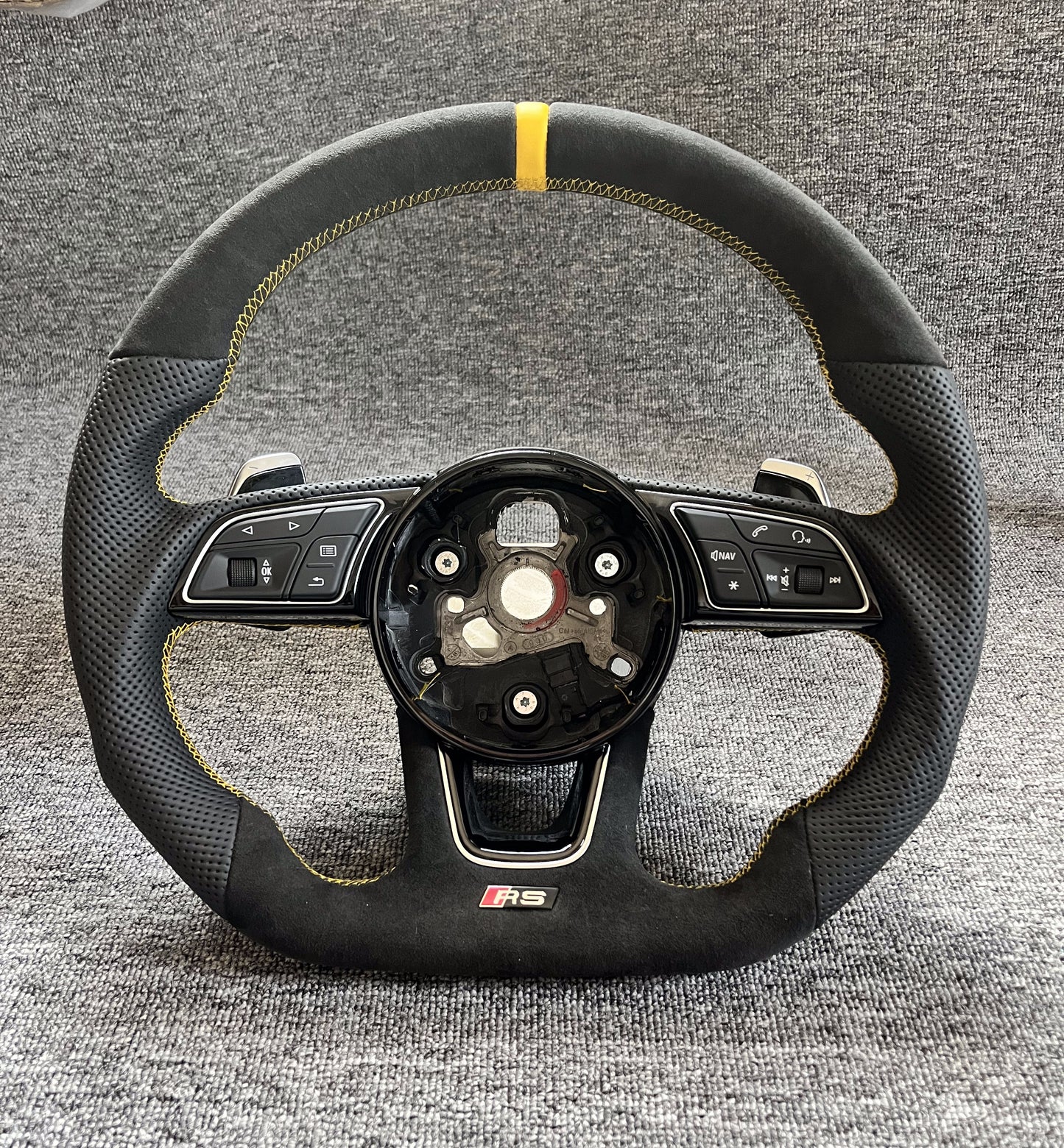 Custom Flat Bottom Steering Wheel Full Leather for S3 S4 S5 B9/8V/8Y Standard Buttons Paddle Shifts included