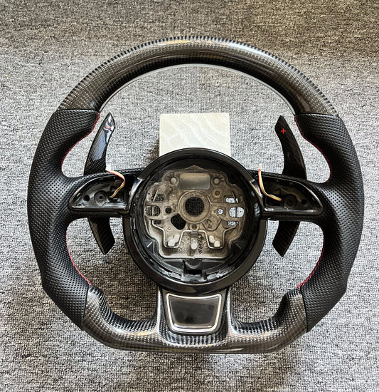 Modified Custom Carbon Fiber Perforated leather Steering Wheel for A6 A7 S7 A8 S8 Carbon Paddle Shifts Included