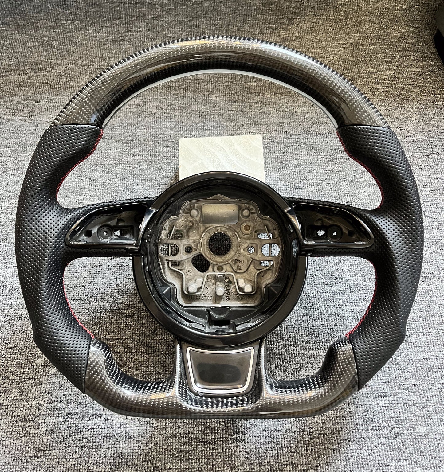 Custom Carbon Fiber Perforated leather Steering Wheel with flat bottom for A6 A7 S7 A8 S8 Trim Included